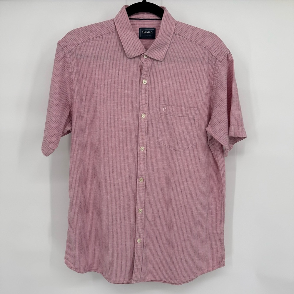 Cavallo Studio Linen Club‎ Linen Cotton Striped Button Up Shirt Contemporary Fit